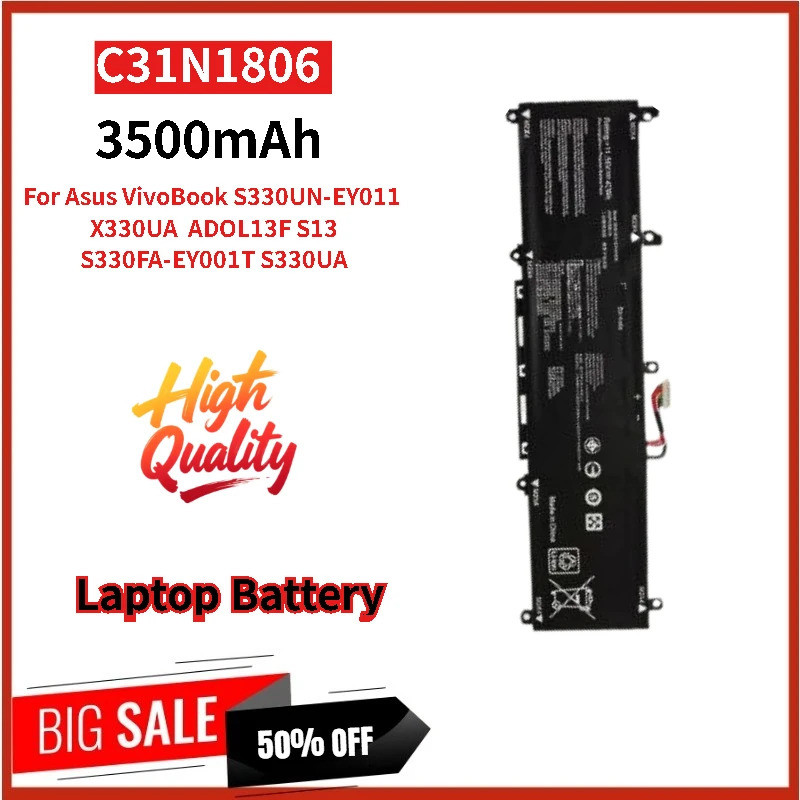 100% ใหม่ C31N1806 แบตเตอรี่แล็ปท็อป 11.55V 3500mAh สําหรับ Asus VivoBook S330FA-EY001T S330UA S330U