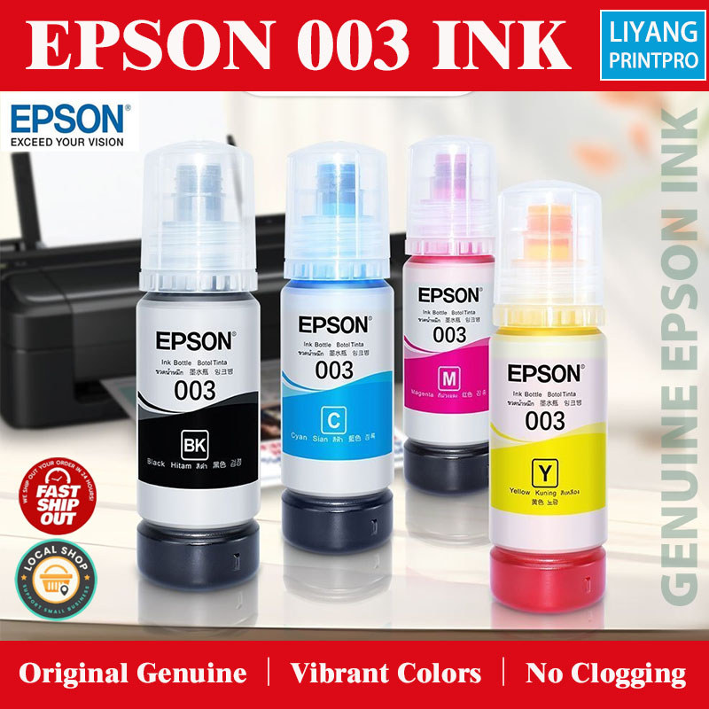 100% ของแท้ Epson 003 หมึกเติมสําหรับ L3210 L3110 L3150 L1110 L1210 L3250 L5290 L3120 L3550