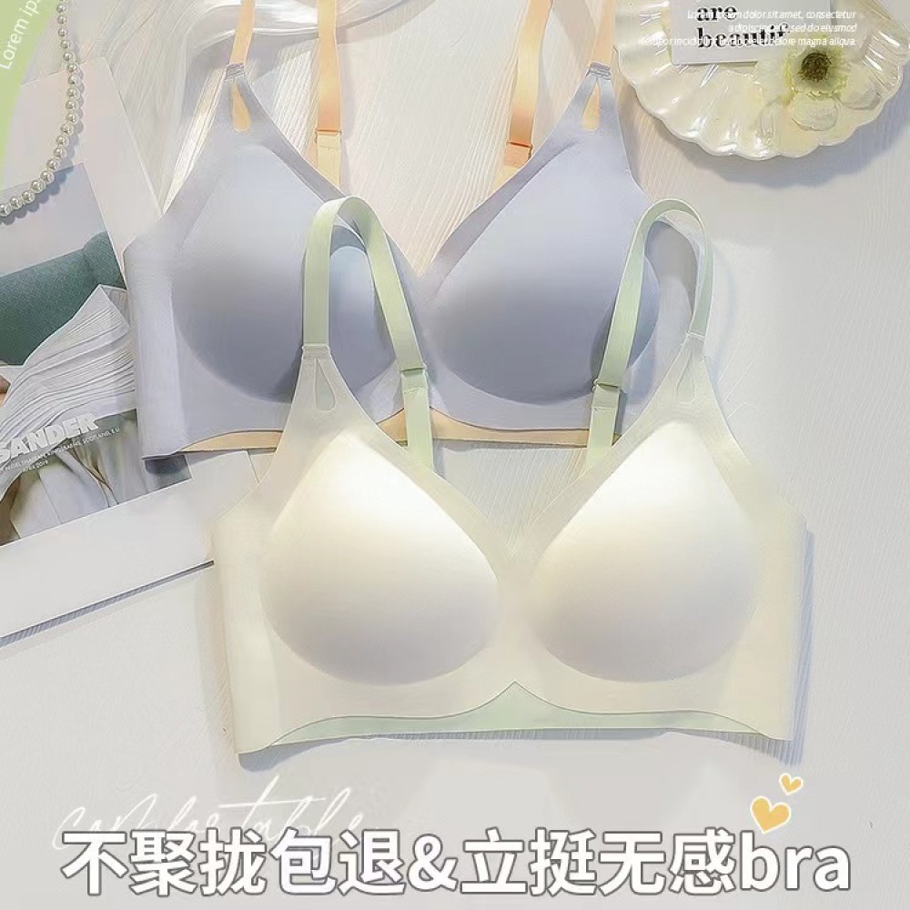 ชุดชั้นในไร้รอยต่อสำหรับผู้หญิงเสื้อชั้นในป้องกันการหย่อนคล้อยดันทรงสำหรับยกกระชับหน้าอกขนาดเล็ก Sho