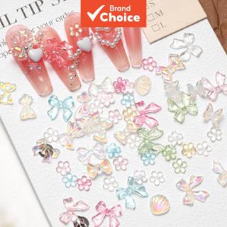 50 ชิ้น ออโรร่า คัลเลอร์ฟูล 3D เรซิ่น โบว์ แต่งเล็บ สําหรับผ…