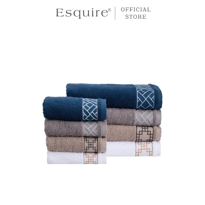 ESQUIRE ผ้าขนหนูทอลาย Cotton 100% นุ่ม แห้งไว ให้สัมผัสอ่อนโยนต่อผิว ดูดซับน้ำได้มากกว่าผ้าขนหนูทั่วไปถึง 2 เท่า