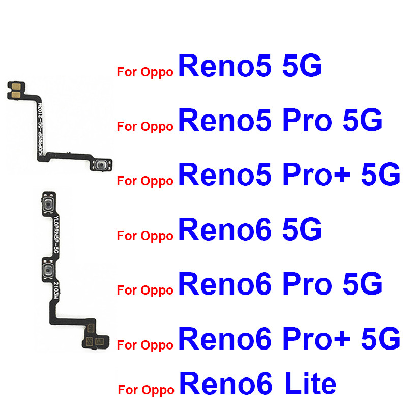 Power Volume Flex Cable สําหรับ OPPO Reno 5 6 Pro Plus 6 Lite 4G 5G ปริมาณด้านข้างปุ่ม Flex Ribbon R