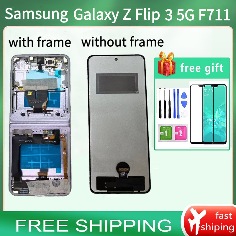 หน้าจอ TFT LCD สําหรับ Samsung Galaxy Z Flip 3 5G F711 พร้อมกรอบ เปลี่ยนหน้าจอสัมผัสตรงรุ่น