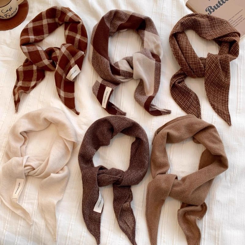 ผ้าพันคอ Retro ลายสก๊อต ทำจากผ้าข้าวเหนียวสำหรับผู้หญิง ให้อบอุ่นในฤดูใบไม้ร่วงและฤดูหนาว