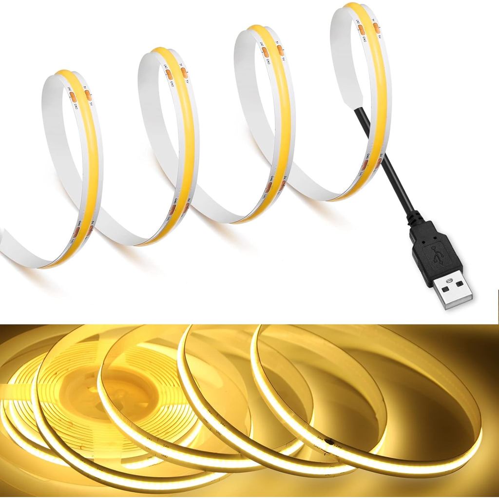 DC 5V USB LED COB Strip White Warm White LED Strip Light TV Background Lighting Tape Home Decor Lamp