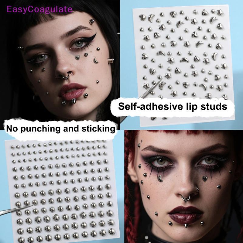 Eas 110/162/165/180/320 ชิ้น/แผ่นปลอมคิ้วเจาะปลอม Lip Labret Studs Stick บนจมูกปลอมสตั๊ด Facial Piercing กาว Face เครื่องประดับไม่เจาะผิว Ate