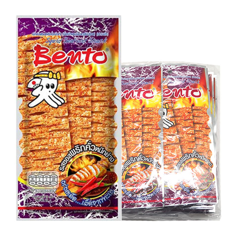 เบนโตะ หมึกย่าง อบพริกคั่ว 4 ก. x 24 (BENTO Squid Seafood Snack Chilli Sauce Grill 4 g x 24)