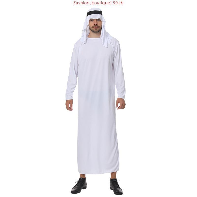 ผู้ใหญ่ Sheik ชุดแฟนซีเครื่องแต่งกายผู้ชายสไตล์อิสลาม Robe ฮาโลวีนตลก Tycoon ชุดคอสเพลย์ Party Carni