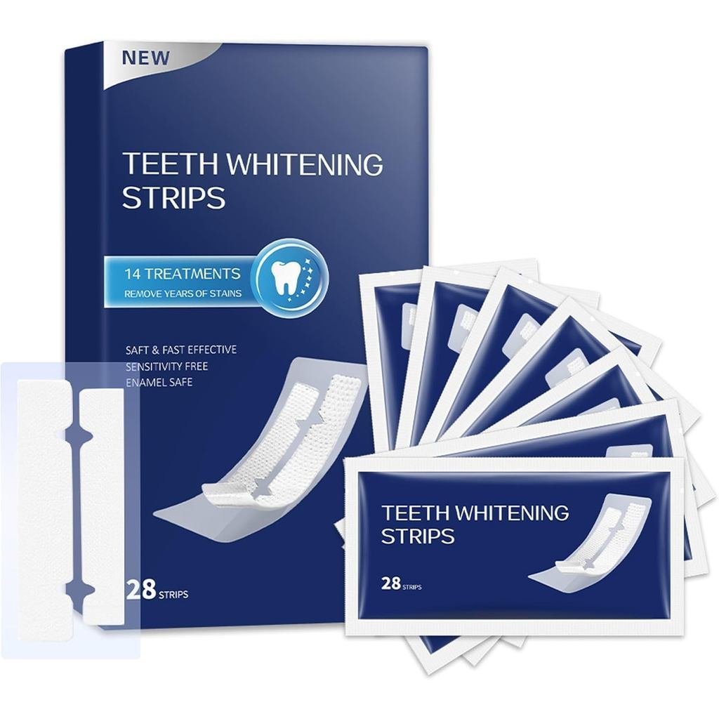 Teeth whitening Strip -28 Pcs, Peroxide Free, 14 Treatments for Teeth whitening, Professional and Sa