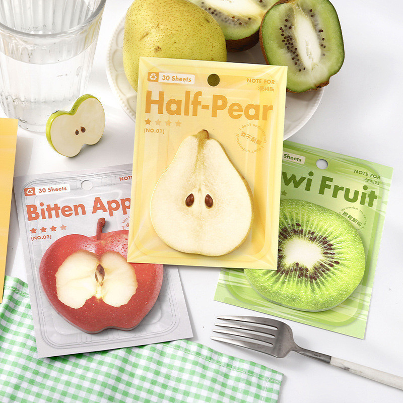 30 ชิ้นน่ารัก Sticky Notes Kawaii Apple Pear Shape Markers ธงสนุก Notepads สําหรับสํานักงานบ้านนักเรียน Roommates ของขวัญ