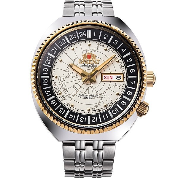 Orient Mens ORIENT RevivalWORLD MAP Automatic Winding Metal Band Mens RN-AA0E01S