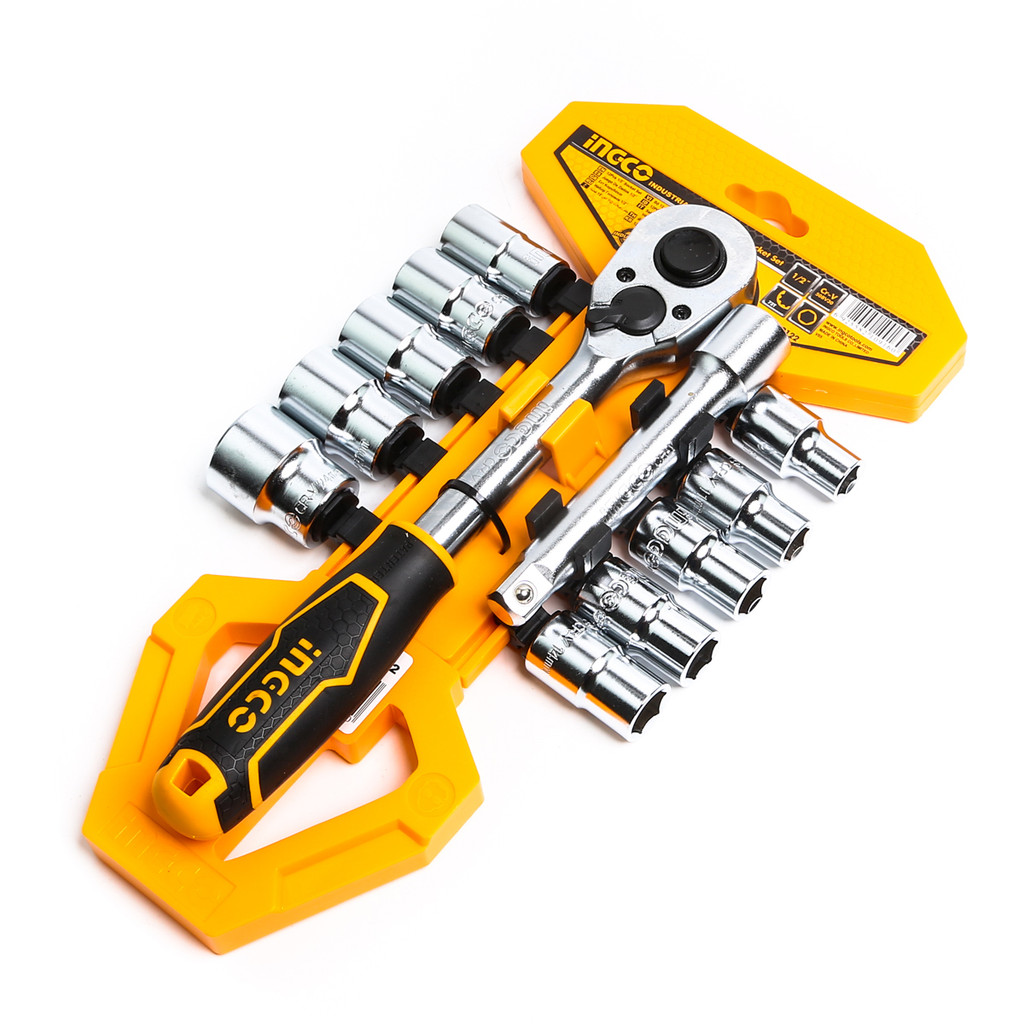 INGCO HKTS12122 ชุดลูกบ๊อกซ์+ด้ามขัน 1/2" 12PCS SOCKET SET (อิงโก้)