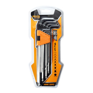 INGCO ชุดประแจแอลหกเหลี่ยม หัวบอล 9 ชิ้น ยาวพิเศษ รุ่น HHK12…