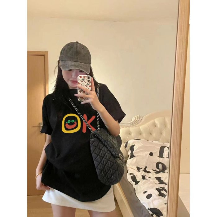 COD [เส้นด้ายคู่ 250g แน่น 220g] การออกแบบเสื้อยืดแขนสั้นฤดูร้อนรูปแบบใหม่ Feel Super Hot Street Wea