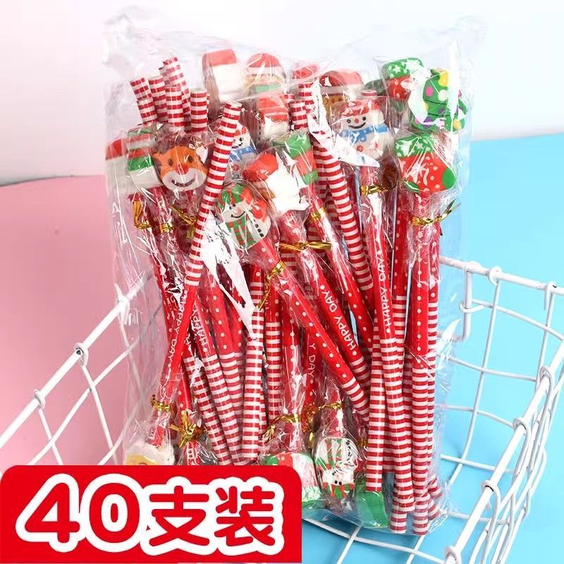 卡通圣诞铅笔橡皮组合文具套装 儿童书写绘画铅笔 圣诞节礼物Cartoon Christmas pencil eraser combination stationery set a SmNXh0I7FS