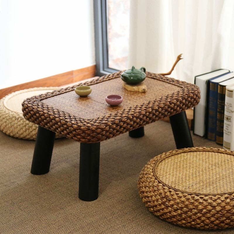 Rattan tatami coffee table bay window table old elm solid wood antique small tea table low table flo