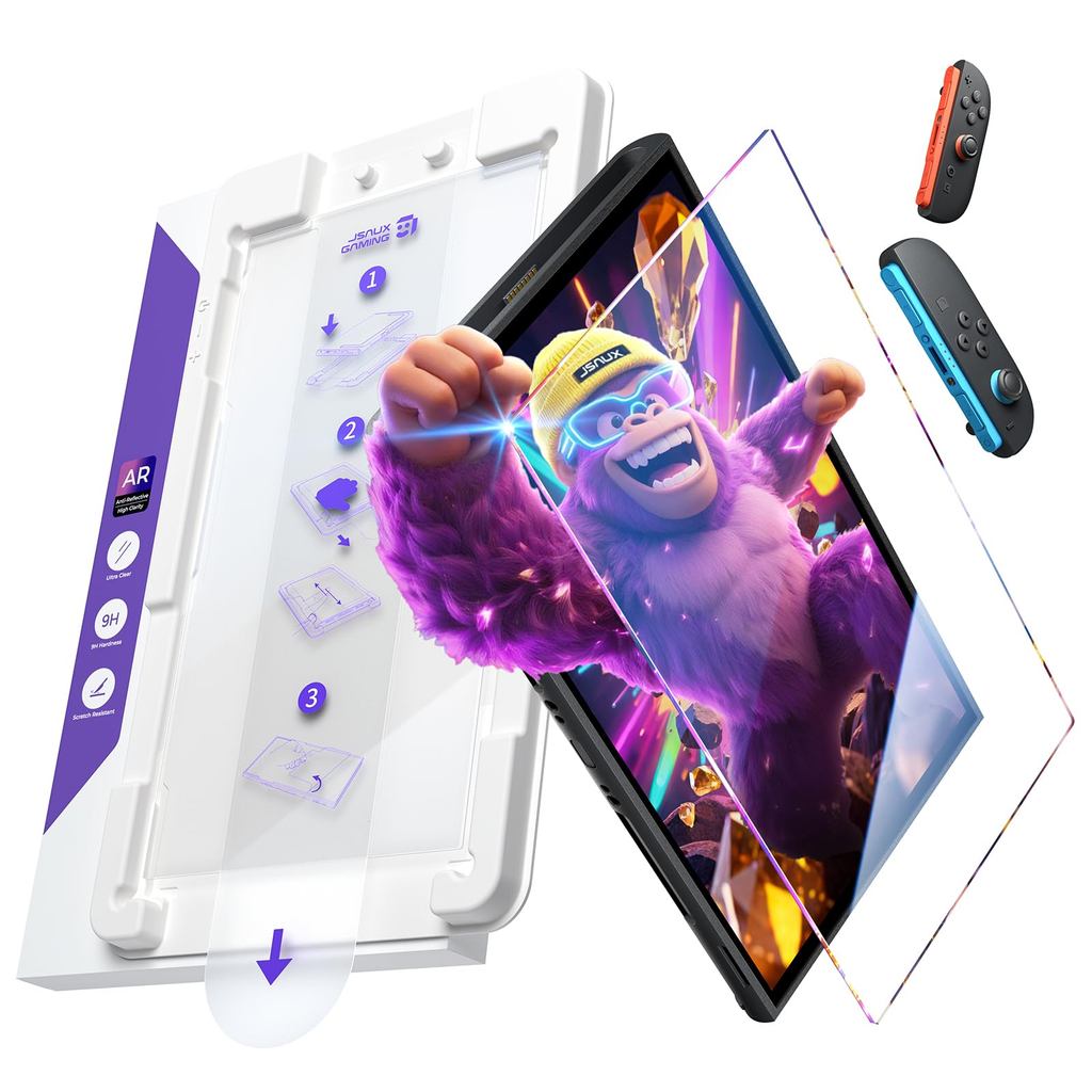 JSAUX Switch 2 Screen Protector Bundle (Multiple Set Options) - High Transparency, 9H Hardness, Bubb