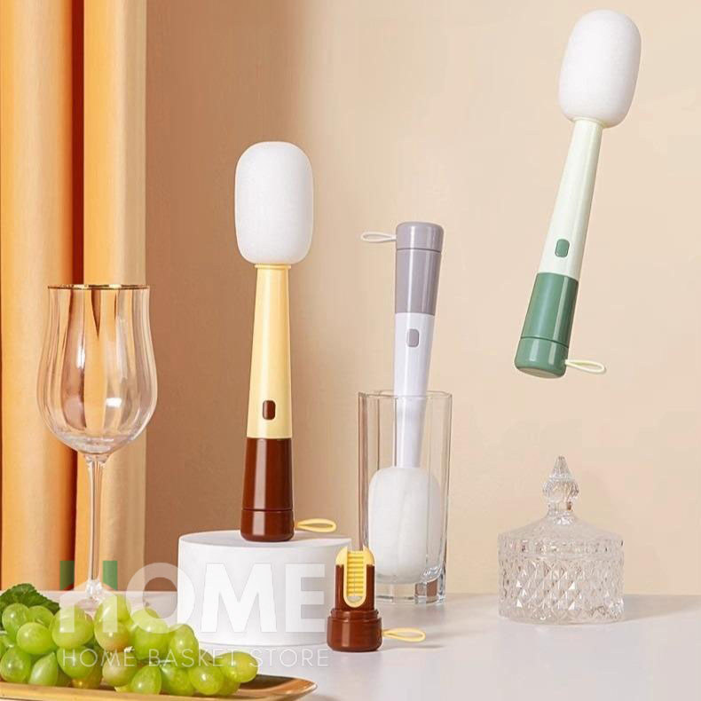 แปรงอเนกประสงค์3in1(ถอดได้แปรงหัวกลม+แปรงซิลิโคนล้างขอบ+แปรงซอกซอน)ABS แปรงล้างแก้ว  แปรงล้างขวดนม - รูปที่ 3