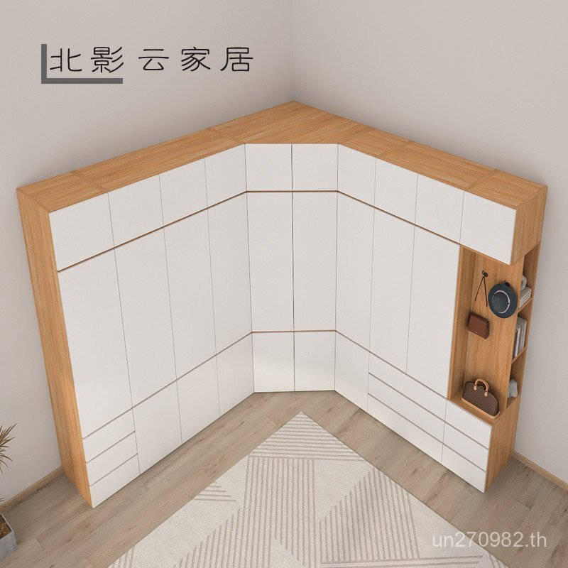 L โมเดิร์น Simple Handle-ฟรีในครัวเรือน W6 ตู้เสื้อผ้าไม้เนื้อแข็ง 90 ตู้ห้องนอนมุมมุมตู้เสื้อผ้าขนา