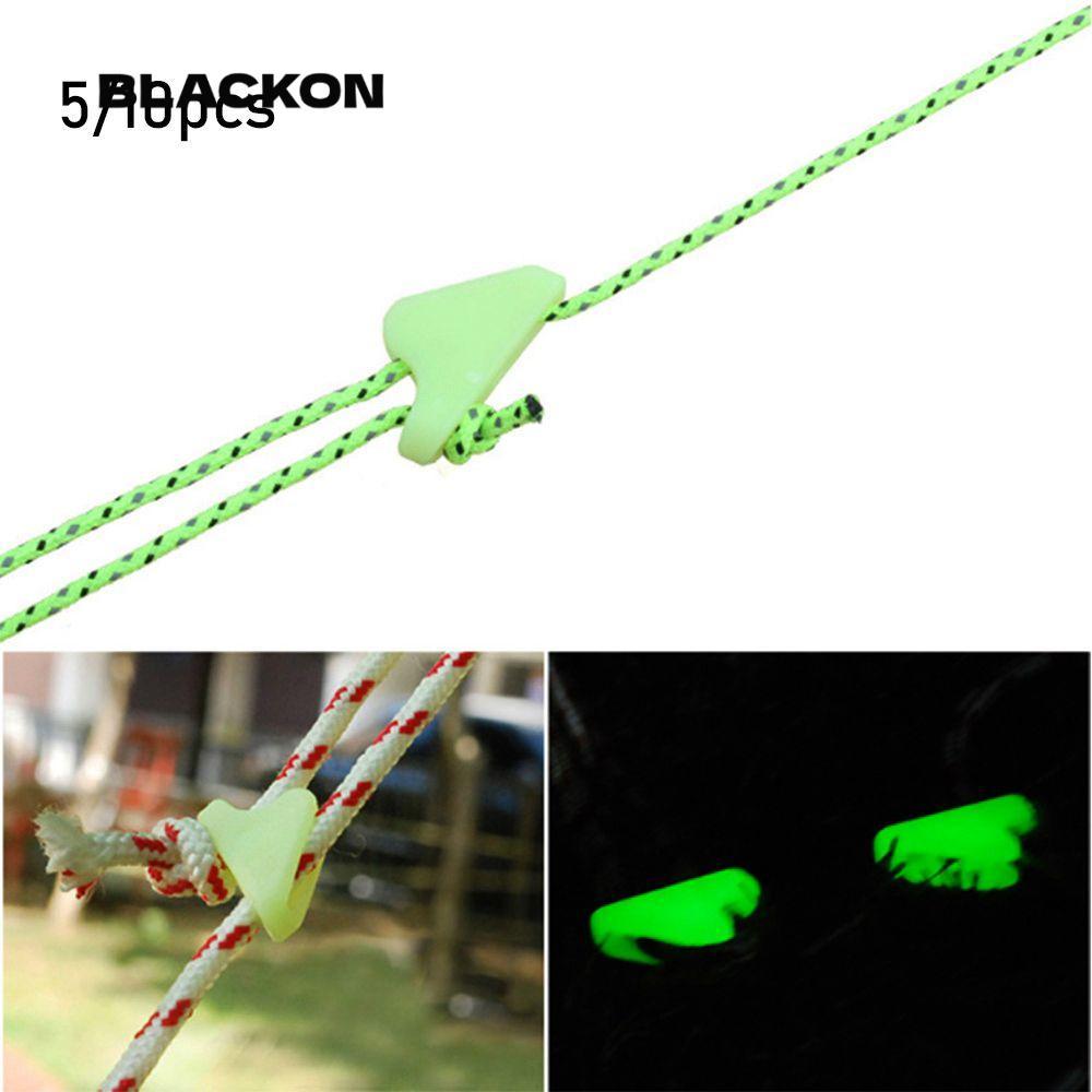 เคเบิลสโตรปเพอร์ BLACKON 5/10 ชิ้น เชือกเรืองแสงพลาสติกสำหรับเต็นท์ ปรับระดับwigwam และกันสาด