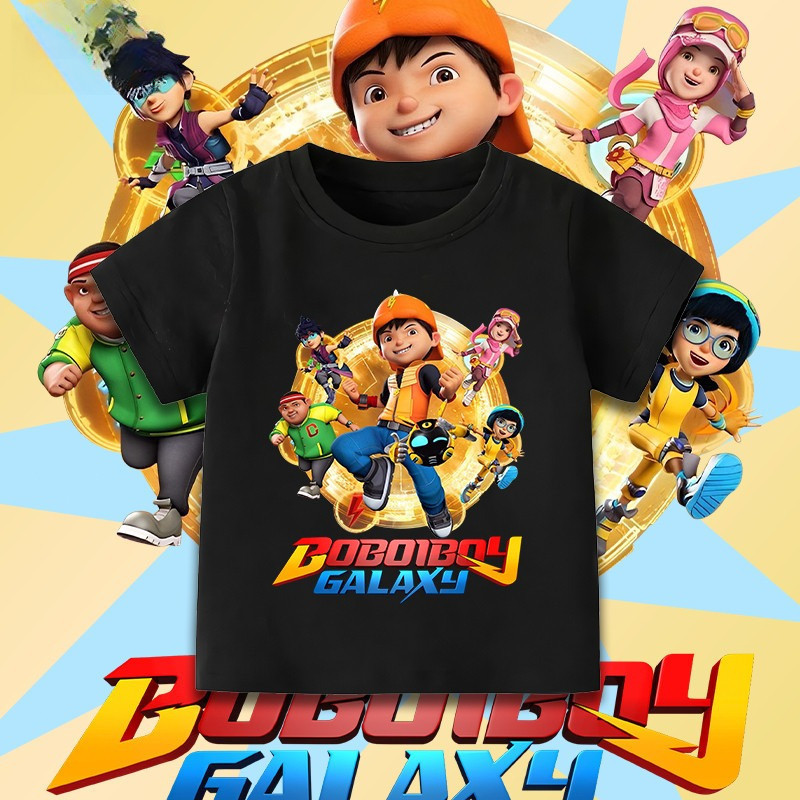 เสื้อยืดผ้าฝ้าย NELLY In-Stock Boys' Shirt BoBoiBoy Galaxy เสื้อยืด Kartun Superhero Unisex (2-12 Tahun)