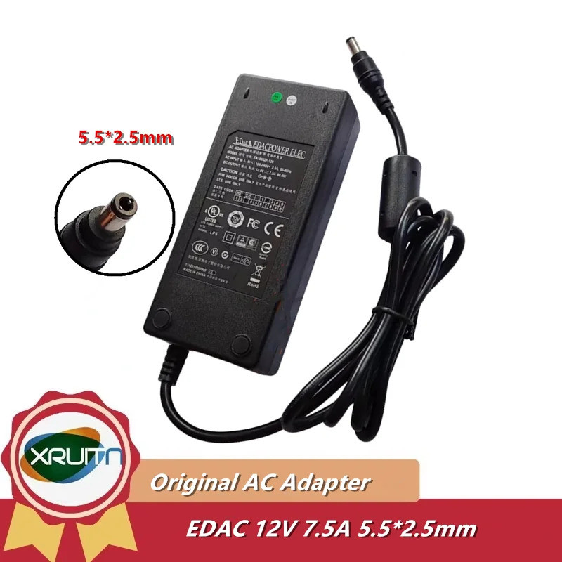 ของแท้ EDAC EA10952F-120 EA10951F-120 AC Adapter Charger 12V 7.5A 90W 5.5x2.5mm Power Supply เดิม