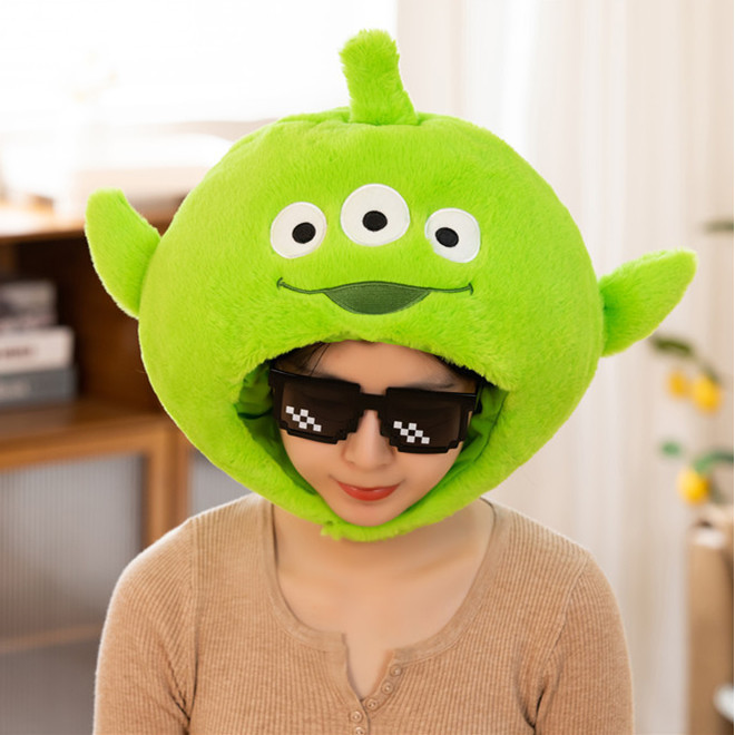 Big Eyes Three Eyes Green Boy Plush Headgear Hat Cute Girl Heart Photo 12.16