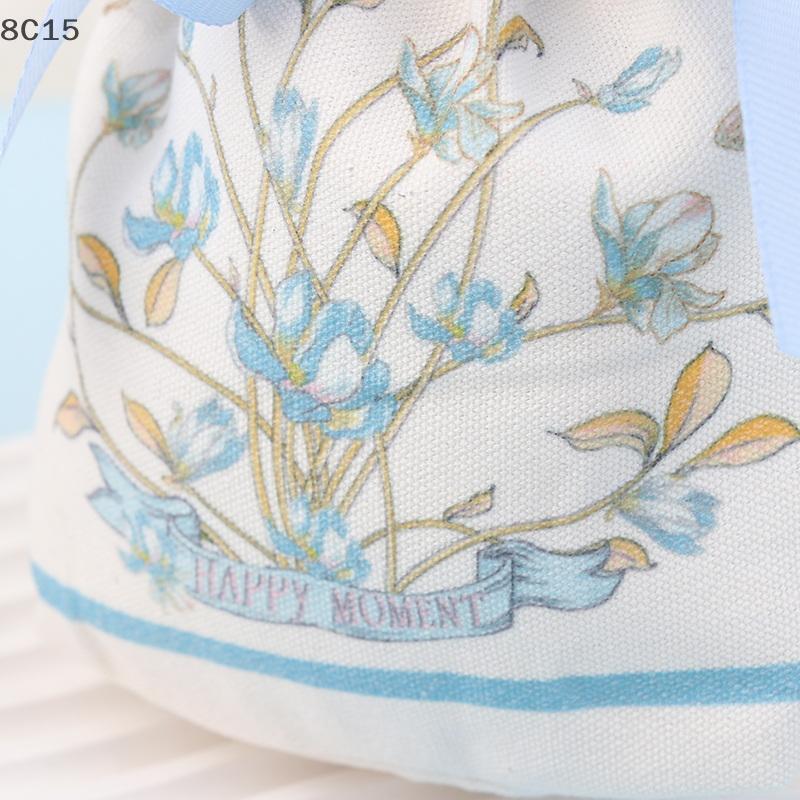 [8C15] Retro ดอกไม้มือถือถุงขนมงานแต่งงานถุงบรรจุแบบพกพา Drawstring Candy ถุงเก็บ [8C]