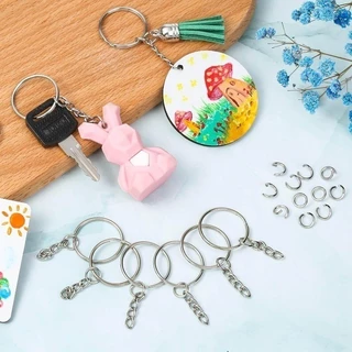 100/200/300PCS พวงกุญแจเปล่าโลหะ - แหวนแยก Keyfob Lobster Clasp Key จี้