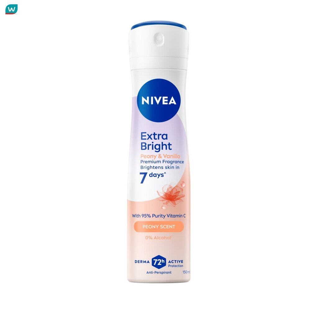 Nivea นีเวีย สเปรย์ เอ็กซ์ตร้า ไบรท์ พีโอนี แอนด์ วานิลลา พรีเมียม ฟราแกรนซ์ พีโอนี 150 มล.