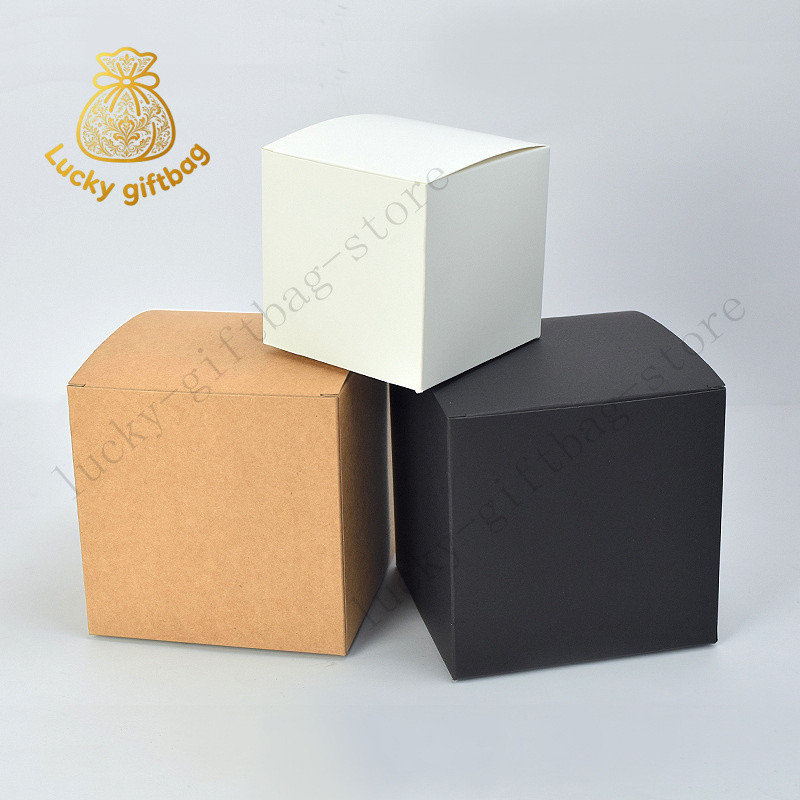 【30ชิ้น/ราคา 】กล่องกระดาษคราฟท์มีฝาปิด หลายขนาด/กล่องกระดาษขาวดำเครื่องสำอาง/บรรจุภัณฑ์น้ำมันหอมระเหย สบู่/กล่องขนม ของชำร่วยคริสต์มาส ปีใหม่ วาเลนไทน์ งานแต่ง วันเกิด/Goodie Box