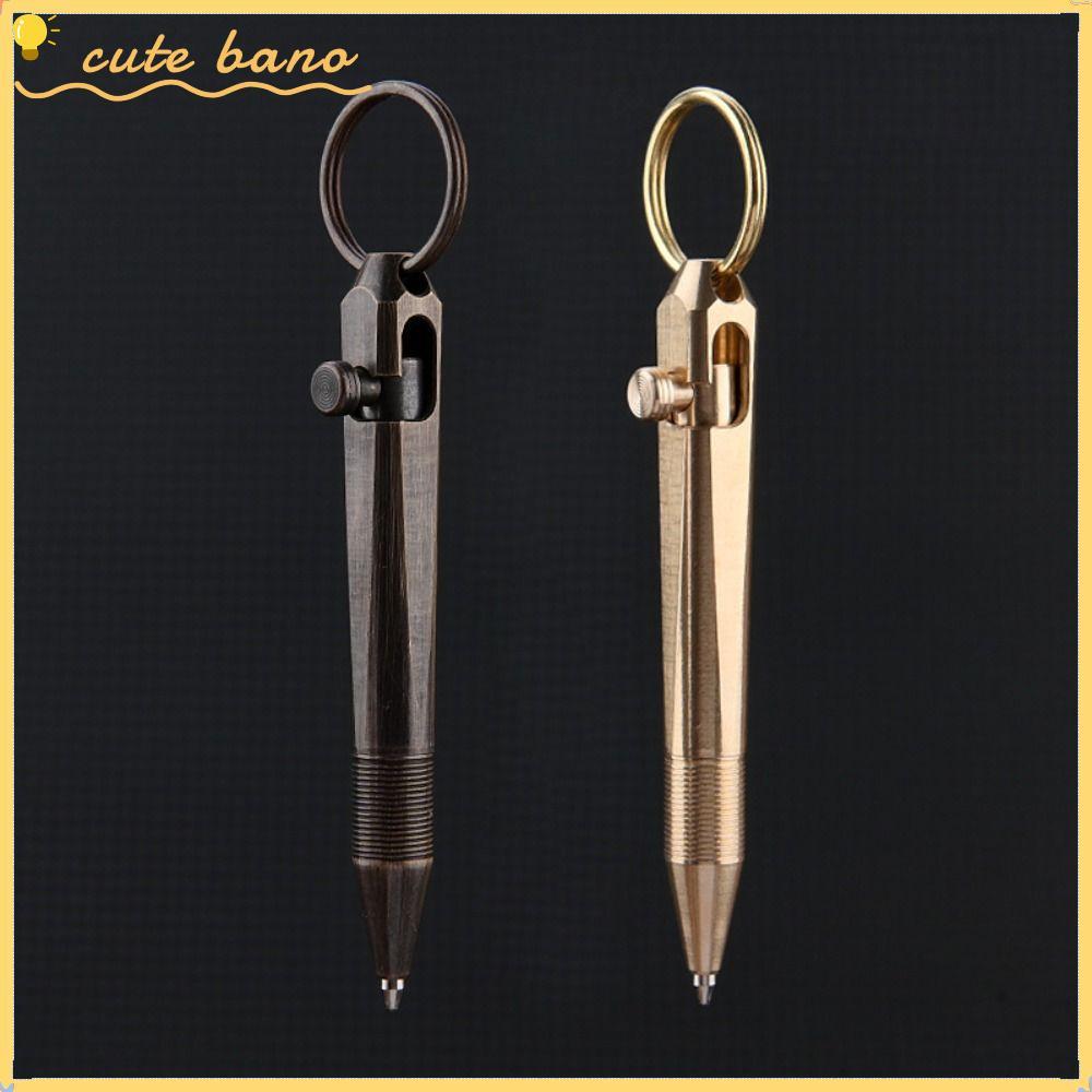 BANO Mini Ballpoint Pen, Brass Portable Pocket Pen, with Keychain Gel Pen Outdoor