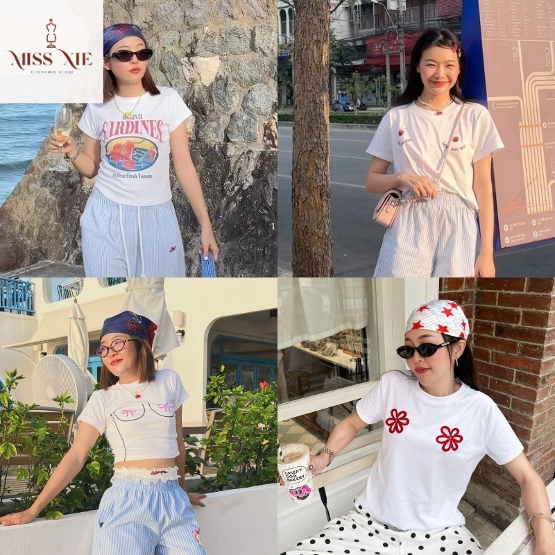 เสื้อยืดแขนสั้นคอกลมทรงปกติสไตล์เกาหลี ลายมะเขือเทศ ทันสมัยและใช้งานได้หลากหลาย การออกแบบสิ่งพิมพ์