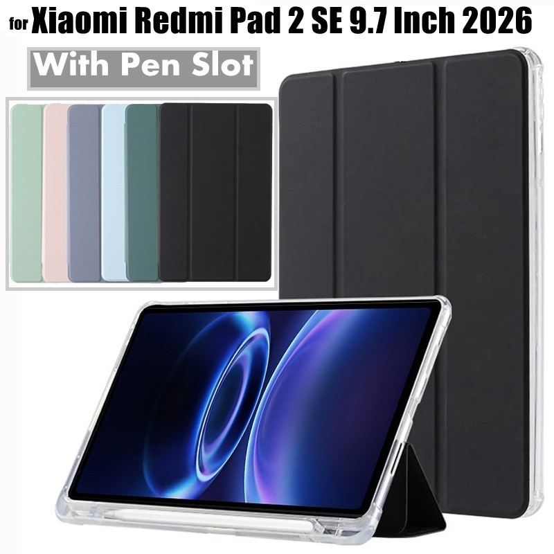 เคสพับตรง 3พับ สีพาสเทล สำหรับ Redmi Pad SE 9.7 2026 4G รุ่น Wifi Redmi Pad 2 (11inch) Pad2 8.7 ใส่ปากกาได้ 050