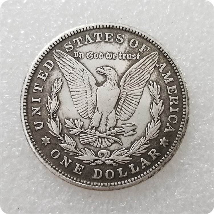 งานฝีมือโบราณ American Morgan 1881 วัสดุทองเหลืองทองเหลืองทองเหลืองชุบเงิน Distressed Silver Dollar 