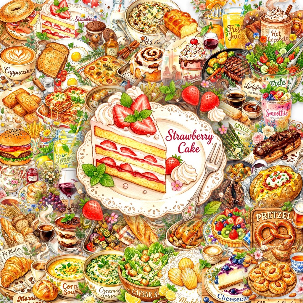 50 ชิ้น Western Cuisine PET Plastic Transpanrent สติ๊กเกอร์กันน้ํา