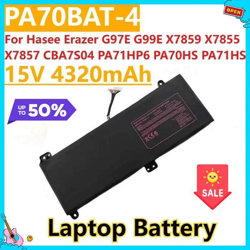 ใหม่ PA70BAT-4 แบตเตอรี่แล็ปท็อป 15V 4320mAh สําหรับ Hasee Erazer G97E G99E X7859 X7855 X7857 CBA7S0