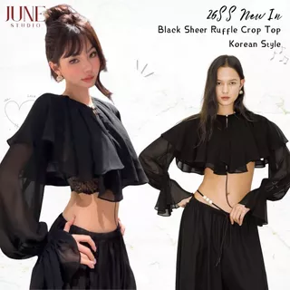 ❗️❗️❗️【Ready to Ship】❗️❗️❗️【June Studio】เสื้อคลุมซีทรูสีดำ เสื้อคลุมบาง ดีไซน์ผูกเชือก สไตล์ฝรั่งเศส กันแดด ใส่ไปคาเฟ่ ทะเล พร้อมส่ง