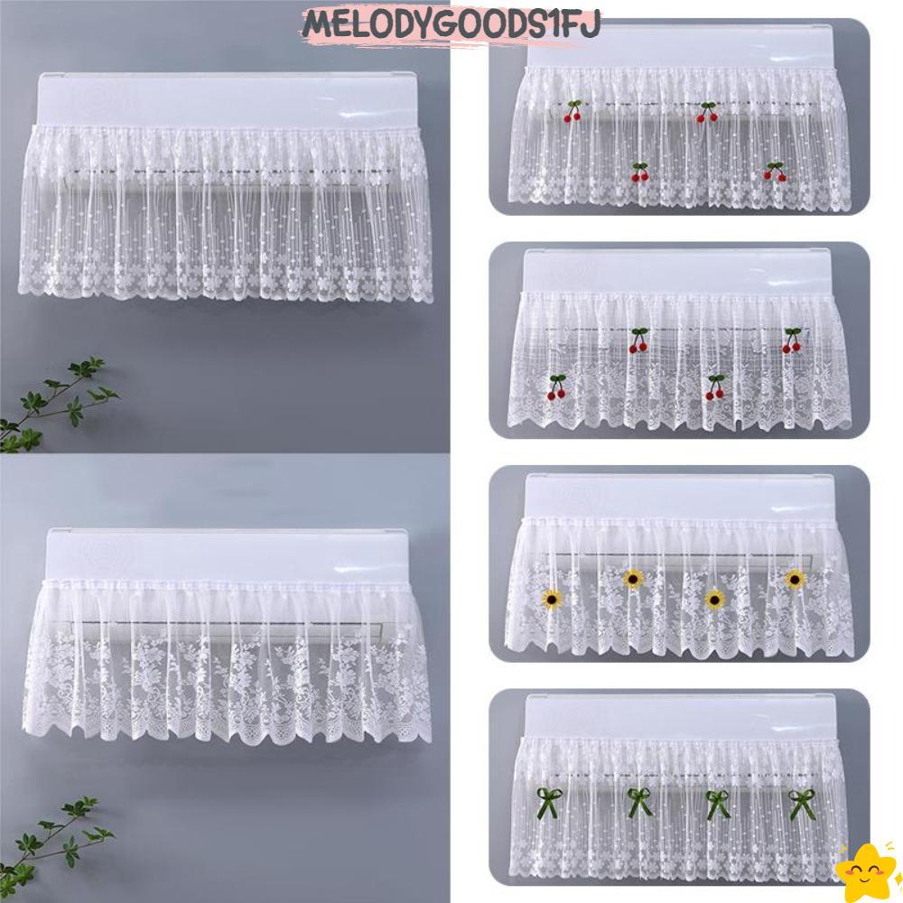 MELODYGOODS1FJผ้าคลุมเครื่องปรับอากาศ,ผ้าเป่าป้องกันโดยตรงลูกไม้เครื่องปรับอากาศฝาครอบกันฝุ่น,ดอกไม้เย็บปักถักร้อยล้างทําความสะอาดได้กันลมแขวนฝาครอบเครื่องปรับอา