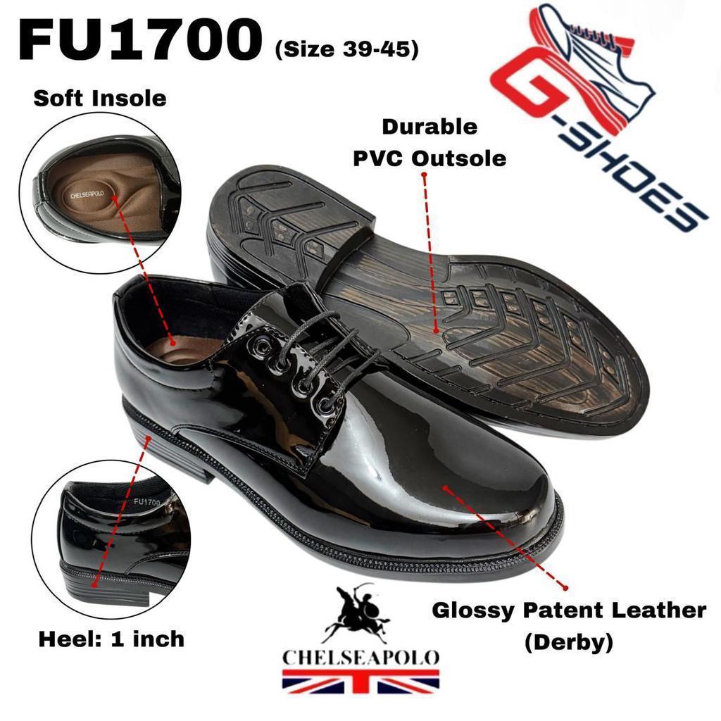 [G-SHOES] Chelseapolo Kasut Kilat Potong Kade Polis Security Men รองเท้าหนังอย่างเป็นทางการ FU1700