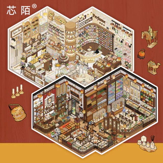 Idako [Xinmo Store Operation 4.0] 4 ชิ้นขนาดใหญ่จําลองธุรกิจ 3D รหัสผลิตภัณฑ์สติกเกอร์ภูมิทัศน์ Decompression SS973