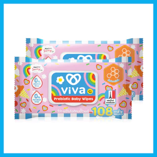 ViVa x Happy Sunday Prebiotic Baby Wipes [108 Sheets x 2 packs].