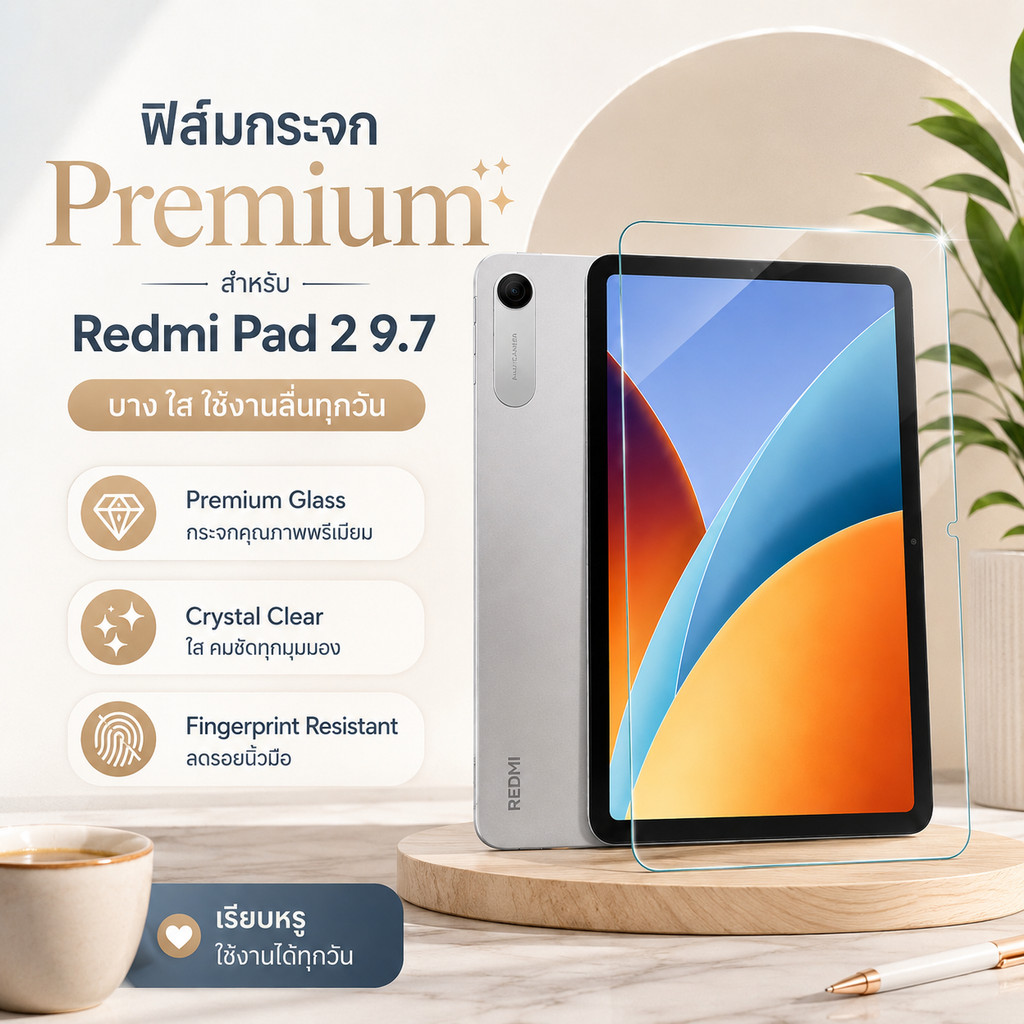 ฟิล์มกระจก For Redmi Pad 2 9.7 2026 Pad SE 11/8.7 Xiaomi Pad 7/8 Pro Mi Pad 6/6 Pro กันรอยเต็มจอ