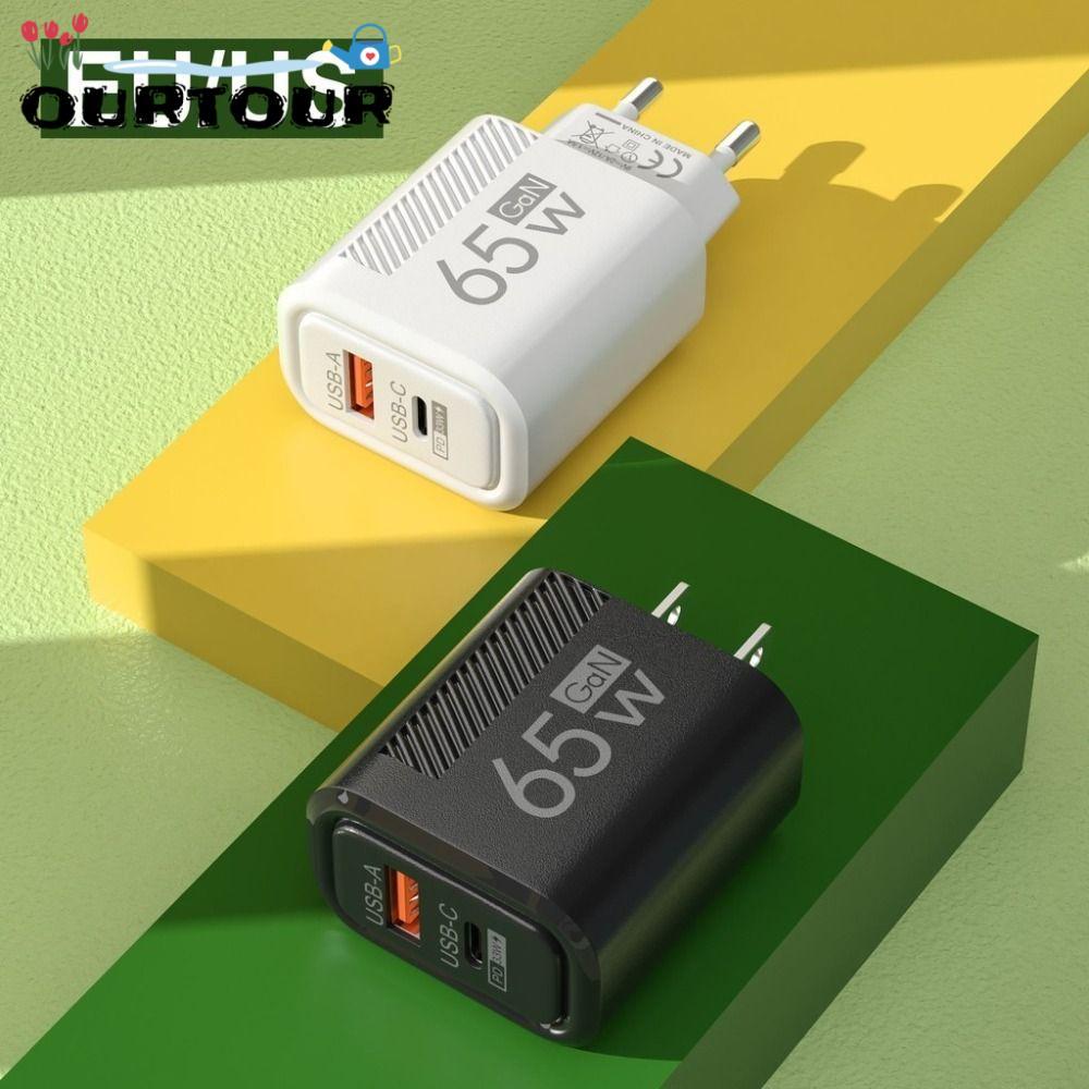URTOUR 65W GaN ปลั๊กชาร์จ, PD Type C EU/US อะแดปเตอร์ชาร์จโทรศัพท์, อุปกรณ์เสริม Fast Charging USB A + C USB C Charger สําหรับ //