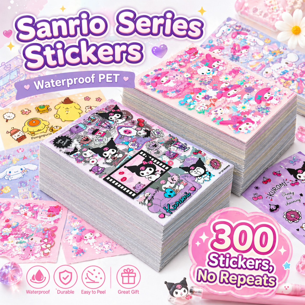 สติกเกอร์สัตว์เลี้ยง 6 รูปแบบ 4 แผ่นกระเป๋า Hello Kitty Kuromi Melody Cinnamoroll Decals สําหรับเด็กผู้หญิงของขวัญวันเกิดสตรี
