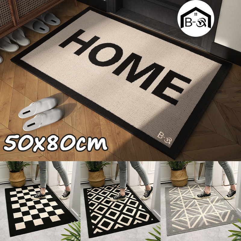 BHQ พรม พรมเช็ดเท้า 50*80CM ใช้ที่ทางเข้า กําจัดฝุ่นและทนต่อการสึกหรอ การดูดซึมน้ําและกันลื่น