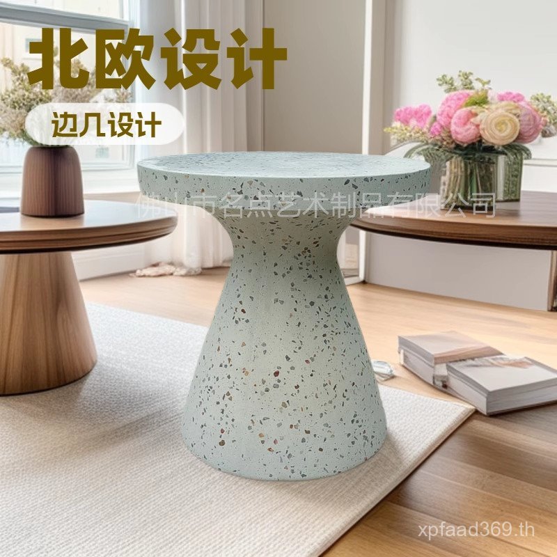 Nordic Terrazzo Side Table B & B Small Round Table โต๊ะข้างเตียง Cement Coffee Table UHPC Side Table