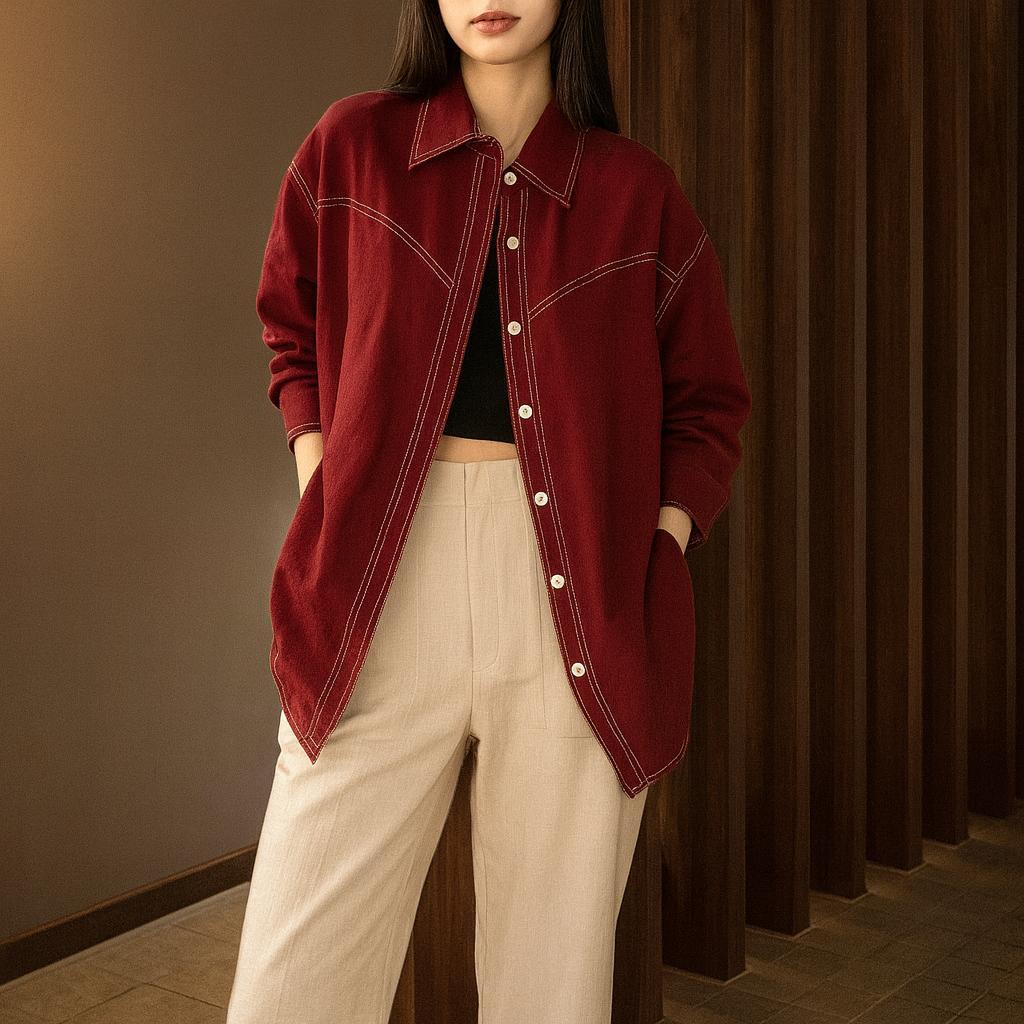 KEMEJA Tq88indonesia ล่าสุดเสื้อผู้หญิง / VINE เสื้อปักเสื้อแขนยาวขนาดใหญ่