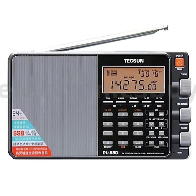 Techsun PL-880 วิทยุแบบพกพาประสิทธิภาพสูง Full-band Digital Tuned สเตอริโอวิทยุพัดลมคลื่นสั้น Media 