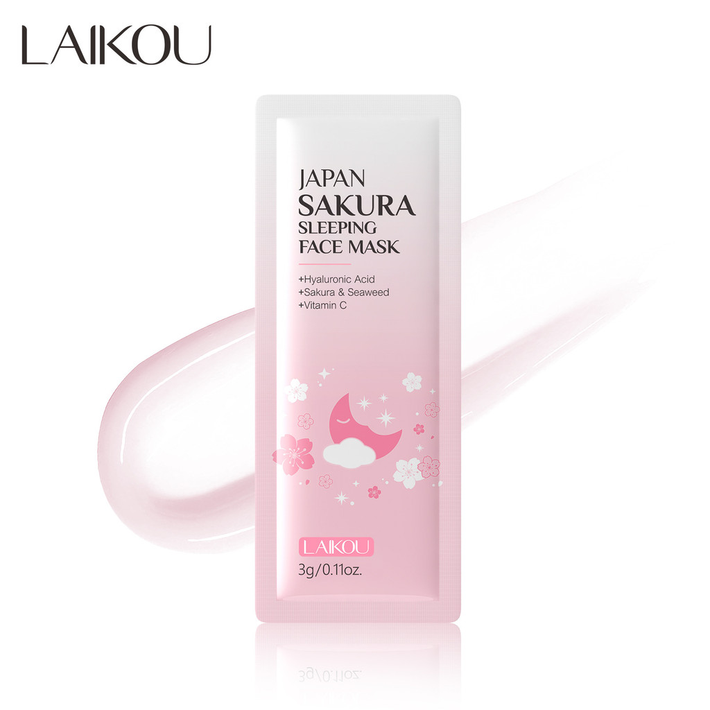 LAIKOU LAIKOU Cherry Blossom Sleeping Mask Sheet 1 ชิ้น 3g ทําความสะอาดรูขุมขน Face Shopee Full Engl